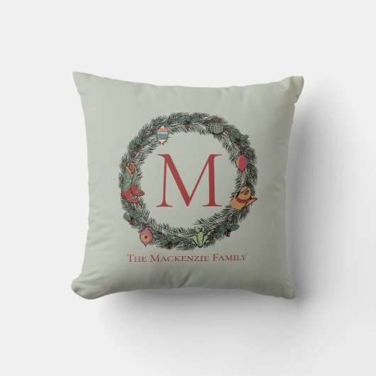 グリーンカントリークリスマスカウボーイリース クッション (正面)