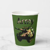 グリーンカーキアーミータンク、紙パーティーカップ 紙コップ (裏面)