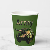グリーンカーキアーミータンク、紙パーティーカップ 紙コップ (正面)