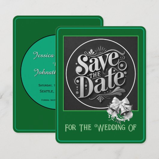グリーンカードのSave The Date セーブザデート (正面/裏面)