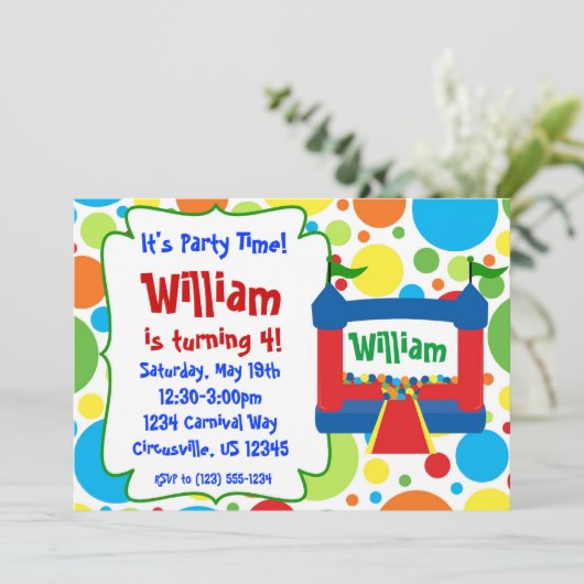 グリーンカーニバルサーカス、バウンスハウス誕生日パーティー 招待状 (スタンド正面)