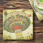 グリーンカーニバルスイングライド写真ヴィンテージレトロ ストーンコースター