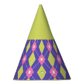 グリーンカーニバルハーレクインパターンパーティー帽子 パーティーハット (右)