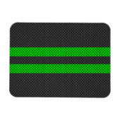 グリーンカーボンファイバースタイルレースストライプ マグネット (横)