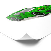 グリーンカーレース漫画 – 背景の色を選択 フォトプリント (角)