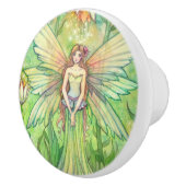 グリーンガーデンフラワーフェアリーイラストレーション セラミックノブ (右)