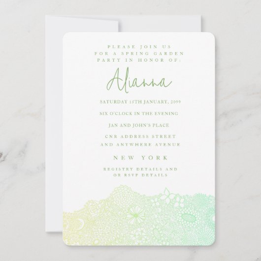 グリーンガーデンユニークシーンアーティストバースデーパーティー 招待状 (正面)