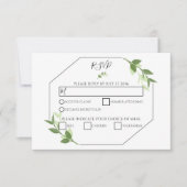 グリーンガーデン葉フレームウェディングRSVPカード 出欠カード (正面)