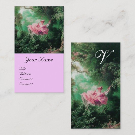 グリーンガーデン、ピンクロコレディーオンスイングモノグラム 名刺 (正面/裏面)
