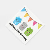 グリーンガーベッジトラック – キッド誕生日 スタンダードランチョンナプキン (角)