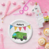 グリーンガーベッジトラック – キッド誕生日 ペーパープレート (パーティー)