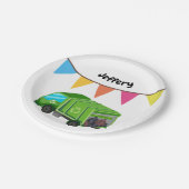 グリーンガーベッジトラック – キッド誕生日 ペーパープレート (アングル)