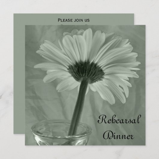 グリーンガーベラデイジー結婚ズリハーサルディナー 招待状 (正面/裏面)