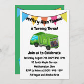 グリーンガーベージトラックキッドのパーティー 招待状 (正面/裏面)