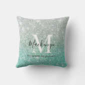 グリーンガーリーシルバーグラデーショングリッターモノグラム名 クッション (裏面)