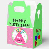 グリーンガーリーピンク水玉模様誕生日パーティーハット フェイバーボックス (見開き)