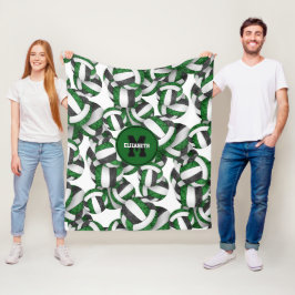 グリーンガーリーブラックバレーボールチームのカラー フリースブランケット