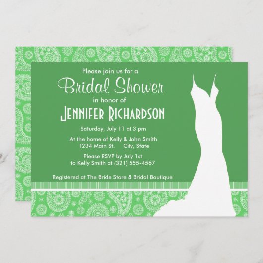 グリーンガーリーペイズリー 招待状 (正面/裏面)