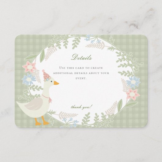 グリーンガ間抜けースギンガムフローラ詳細 エンクロージャーカード (正面)