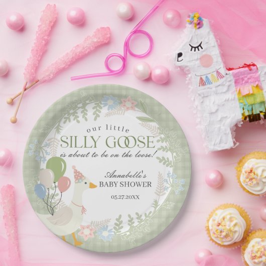 グリーンガ間抜けースフローラギンガムベビーシャワー ペーパープレート (パーティー)