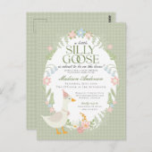 グリーンガ間抜けースフローラギンガムベビーシャワー ポストカード (正面/裏面)