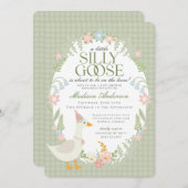 グリーンガ間抜けースフローラギンガムベビーシャワー 招待状 (正面/裏面)