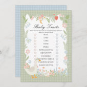 グリーンガ間抜けースフローラギンガムベビー特徴ゲーム 招待状 (正面/裏面)