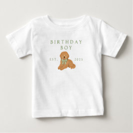 グリーンキッズの誕生日ゴールデンドゥードルパピー誕生日 ベビーTシャツ