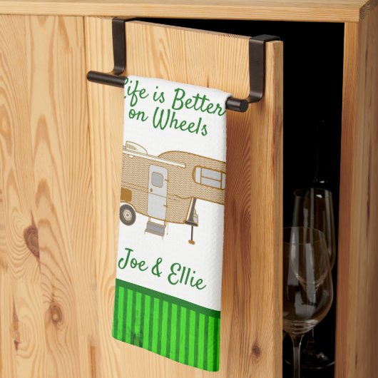 グリーンキッチントラベルトレーラータオルキャンプことわざ キッチンタオル (三つ折り)