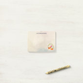 グリーンキツネとハート、かわいいオレンジリース ポストイット (デスク上)