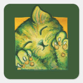 グリーンキティキャットキャットデイアートキットンデザイン スクエアシール (正面)