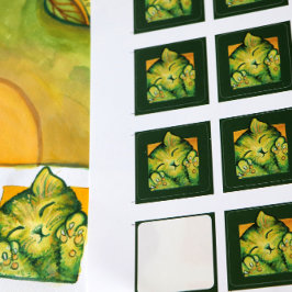 グリーンキティキャットキャットデイアートキットンデザイン スクエアシール