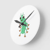 グリーンキャタピラー ラウンド壁時計 (傾斜)