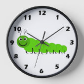 グリーンキャタピラ昆虫デザイン壁時計 壁時計 (正面)