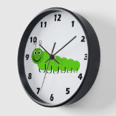 グリーンキャタピラ昆虫デザイン壁時計 壁時計 (傾斜)