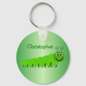 グリーンキャタピラ昆虫デザイン キーホルダー (正面)