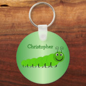 グリーンキャタピラ昆虫デザイン キーホルダー (正面)