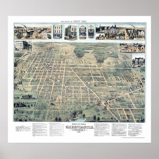 グリーンキャッスル， INパノラママップ – 1886 ポスター (正面)