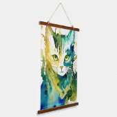グリーンキャットウォールタペストリー 吊り下げ型タペストリー (傾斜あり)