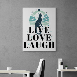 グリーンキャットムーン&スターズライブラブ前向き笑い キャンバスプリント