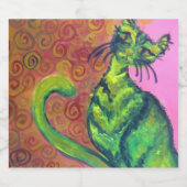 グリーンキャットワインラベル ビールラベル (シングルラベル)