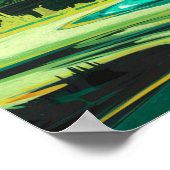 グリーンキャット風変わりプラネットワームホールポスタープリントアート ポスター (角)