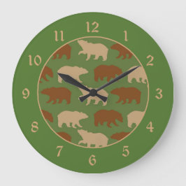 グリーンキャビンのベアーパターン ラージ壁時計