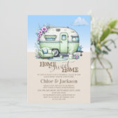 グリーンキャラバンおもしろい引っ越し祝いパーティーパーティー 招待状 (スタンド正面)