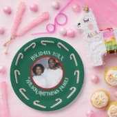 グリーンキャンディーキャンセクリスマス2025レトロファミリー ペーパープレート (パーティー)