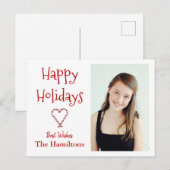 グリーンキャンディーケーン付きフォトポストカードハート ポストカード (正面/裏面)