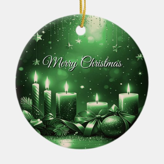 グリーンキャンドル クリスマス ホリデー オーナメント (正面)