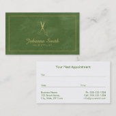グリーンキャンバスゴールデンフレーム&はさみヘアスタイリスト 予約カード (正面/裏面)