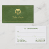 グリーンキャンバスゴールデンフレーム、ハンズマッサージセラピー 予約カード (正面/裏面)