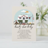 グリーンキャンパーランバージャックベビーシャワーブックリクエスト エンクロージャーカード (スタンド正面)